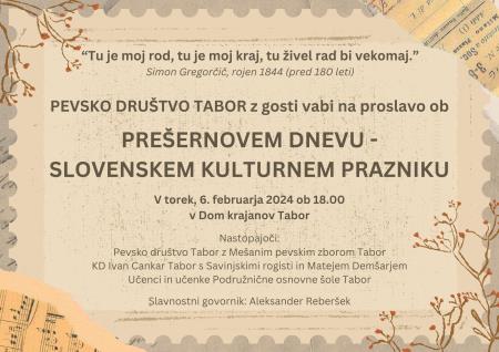 Vabilo na proslavo ob slovenskem kulturnem prazniku
